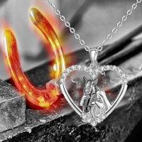 wholesale 925 Sterling Silver Heart-Shaped Horse Pendant Necklace  for Women and Girls-Horse E