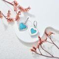 wholesale 925 Sterling Silver Heart-Shaped Genuine Turquoise Drop Earrings for Women-0-3