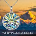 wholesale 925 Sterling Silver Round Abalone Shell Mountain Sun Pendant Necklace for Women - Faith  for Nature Lovers-0-5