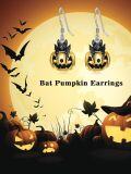 wholesale 925 Sterling Silver Halloween Pumpkin Bat Skull Drop Dangle Earrings for Women-0-5