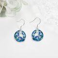 wholesale 925 Sterling Silver Blue Butterfly Dangle Drop Earrings with Crystal Accents and Hook Closure for Women -0-3