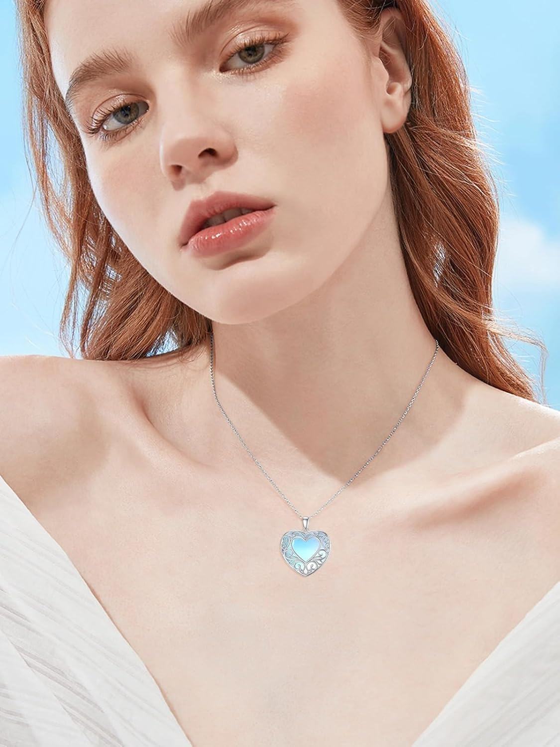 Sterling Silver Moonstone Opal Moss Agate Pendant Necklace-0-2