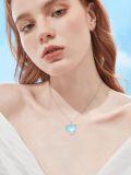 wholesale 925 Sterling Silver Heart-Shaped Blue Opal and Moss Agate Pendant Necklace-0-1