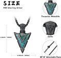 wholesale 925 Sterling Silver with Turquoise and Malachite Arrowhead Pendant Necklace for Men & Women-0-5