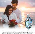 wholesale Sterling Silver Rose Flower Necklace with Gemstone Dainty Pendant Jewelry for Women Mom Mother s Day Birthday Gift-0-14