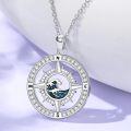 wholesale 925 Sterling Silver Turquoise Ocean Wave Compass Pendant Necklace for Women-0-1