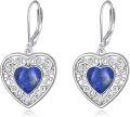 wholesale Sterling Silver Onyx Peridot Pink Moss Agate Turquoise Lapis Lazuli Heart Earrings-0-18