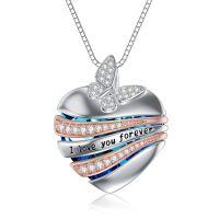 wholesale 925 Sterling Silver Blue Crystal Heart Butterfly Pendant Necklaces for Women I Love You Forever s-04-Butterfly-Crystal
