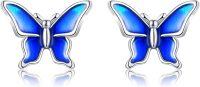 wholesale 925 Sterling Silver Blue Enamel Butterfly Stud Earrings for Women Girls Hypoallergenic -Butterfly Earrings
