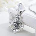 wholesale 925 Sterling Silver Ship Wheel & Anchor Pendant Nautical Necklace-0-1
