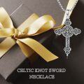 wholesale 925 Sterling Silver Cross Sword Necklace with Moon Phase Snake Celtic Knot Pendant for Women and Men-0-2