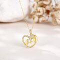 wholesale 14K Gold Heart Horse and Girl Charm Necklace for Women Mom Lover Gift-0-2