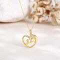 wholesale 14k Gold Girl And Horse Heart Pendant Necklace-0-2