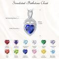 wholesale 925 Sterling Silver & AAAAA CZ Heart Pendant Necklace - 12 Birthstones, Hypoallergenic, Adjustable Chain 18-22 - Perfect Gift-0-4