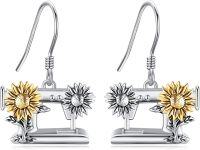 wholesale 925 Sterling Silver Sunflower & Frog Charm Hook Earrings for Women Girls  Set-Sewing