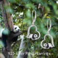 wholesale 925 Sterling Silver Heart-Shaped Panda Dangle Earrings for Animal Lovers-0-2