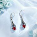 wholesale 925 Sterling Silver Teardrop Red Crystal Gothic Drop Earrings for Women - Halloween s-0-3