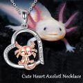 wholesale 925 Sterling Silver Axolotl Love You Forever Heart Pendant Necklace-0-4