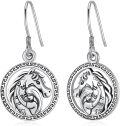 wholesale 925 Sterling Silver Horse Head Round Pendant Drop Earrings - Vintage Style  for Her-0-0