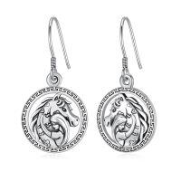 wholesale 925 Sterling Silver Horse Head Round Pendant Drop Earrings - Vintage Style  for Her-Horse-A7