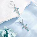 wholesale 925 Sterling Silver & Turquoise Stethoscope Cross Dangle Earrings for Medical Professionals-0-2