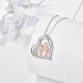 wholesale 925 Sterling Silver Pink Flamingo Heart Pendant Necklace Animal s for Women Birthday Valentine's Day-0-1