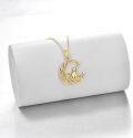 wholesale 14K Gold Moonstone Cat Pendant Necklace for Women - Birthday Gifts-0-2