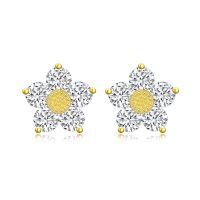 wholesale 14K Gold Flower Diamond Stud Earrings - Gift for Her-Stud