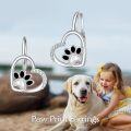 wholesale 925 Sterling Silver Heart with Dog Paw Print Drop Earrings Gift for Women-0-5