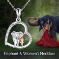 wholesale 925 Sterling Silver Elephant Girl Heart Pendant Necklace With Cubic Zirconia And Rose Gold-0-4
