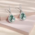 wholesale 925 Sterling Silver Teardrop Green Moss Agate Dangle Earrings Hypoallergenic  for Women and Girls-0-3