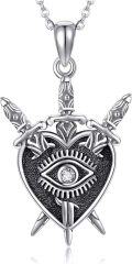 wholesale 925 Sterling Silver Evil Eye Shield Sword Heart Pendant Necklace s for Women-0-0