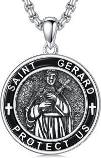 wholesale 925 Sterling Silver Saint Gerard Protect Us Pendant Necklace  Religious Jewelry for Men-Saint Gerard