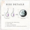 wholesale  Sterling Silver Cancer Awareness Ribbon Moon Dangle Leverback Earrings for Women Survivor Jewelry -0-5