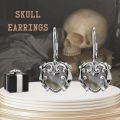 wholesale 925 Sterling Silver Labradorite Stone Gothic Skull Heart Drop Earrings-0-3