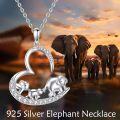 wholesale 925 Sterling Silver Elephant Family Heart-Shaped Pendant Necklace with Cubic Zirconia Stones for Women-0-1