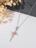 wholesale 925 Sterling Silver Rose Flower Cross Pendant Necklace for Women Girls s-0-2