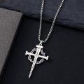 wholesale 925 Sterling Silver Crown of Thorns Cross Pendant with Bible Verse Joshua 1:9 Necklace for Men Christian-0-4