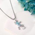 wholesale 925 Sterling Silver Turquoise Gecko Lizard Pendant Necklace  for Women and Girls 48cm Chain Length-0-2