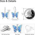 wholesale 925 Sterling Silver Blue Opal Butterfly Leverback Earrings - Animal  for Her-0-4
