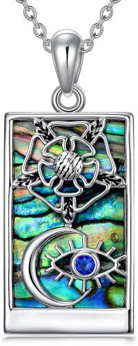 wholesale 925 Sterling Silver Evil Eye Pendant with Abalone Shell and Sapphire Crystal - Gothic  for Her Him-Tarot Card