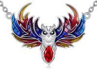 wholesale 925 Sterling Silver Fire Owl Red Crystal Pendant Necklace for Women Gifts-owl-02