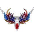 wholesale 925 Sterling Silver Fire Owl Red Crystal Pendant Necklace for Women Gifts-0-0