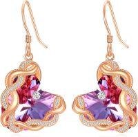wholesale 925 Sterling Silver Infinity Heart Birthstone Crystal Earrings for Women-06-Jun-Alexandrite Purple