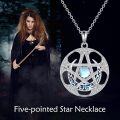 wholesale 925 Sterling Silver Opalite Moonstone Celtic Knot Pentacle Pendant Necklace-0-2