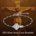wholesale 925 Sterling Silver Cross Crucifix Jesus Christ Charm Bracelet for Women Surfer s for Wife/Mother/Sister-0-2