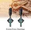 wholesale Sterling Silver Cross Hoop Earrings with Crown of Thorns for Men Women-0-17