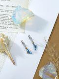 wholesale 925 Sterling Silver Platinum Plated Blue Dolphin Beach Ball Drop Earrings-0-4