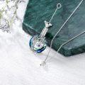 wholesale 925 Sterling Silver Blue Crystal Tree of Life Evil Eye Urn Keepsake Locket Necklace for Ashes Memorial  48 Chain Included-0-2