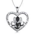 wholesale 925 Sterling Silver Heart-Shaped Pendant with CZ Crystals - Always My Sister Forever My Friend Necklace Gift for Sisters and Daughters-0-0